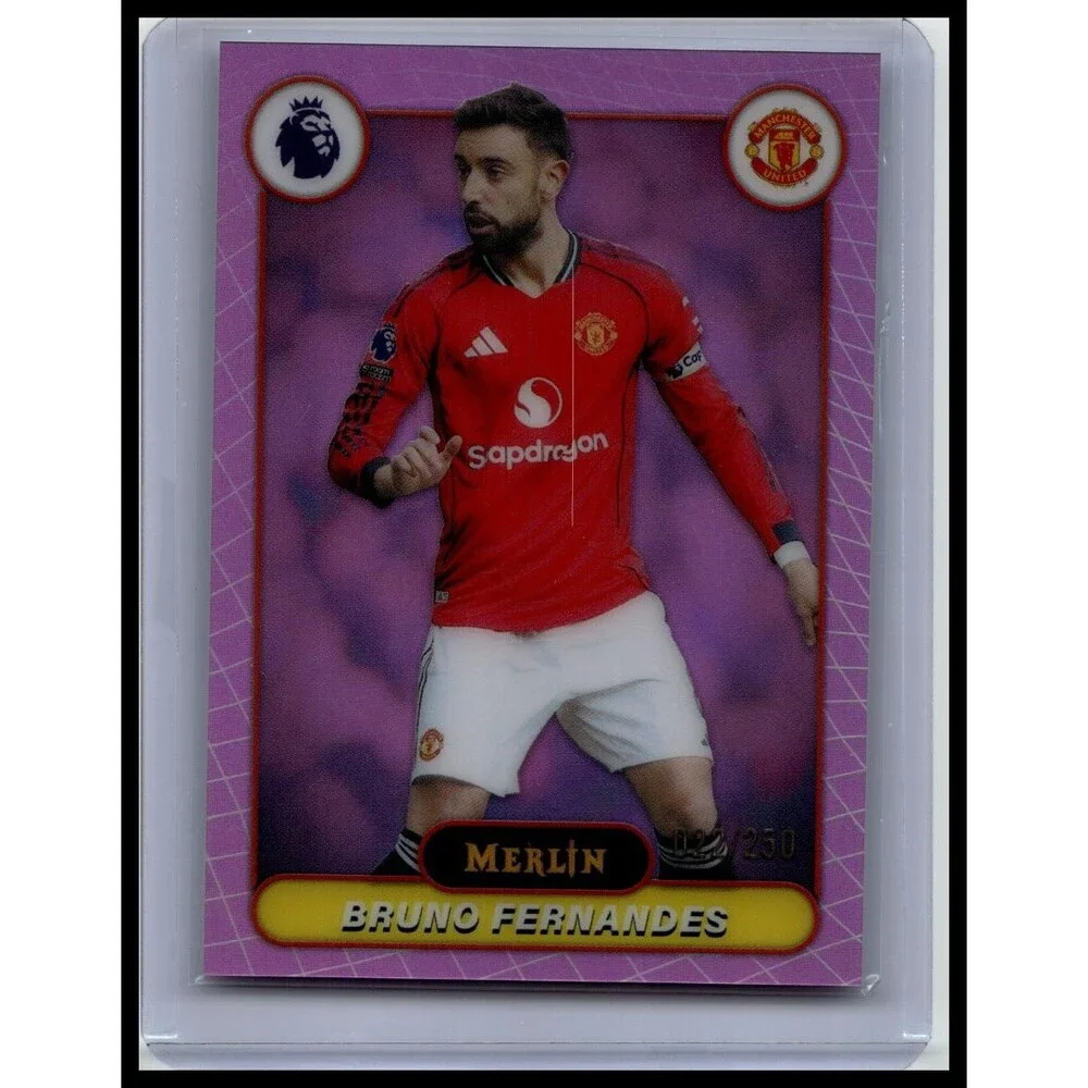 2026 Merlin Premier League Bruno Fernandes #134 Man U Pink Refractor #/250